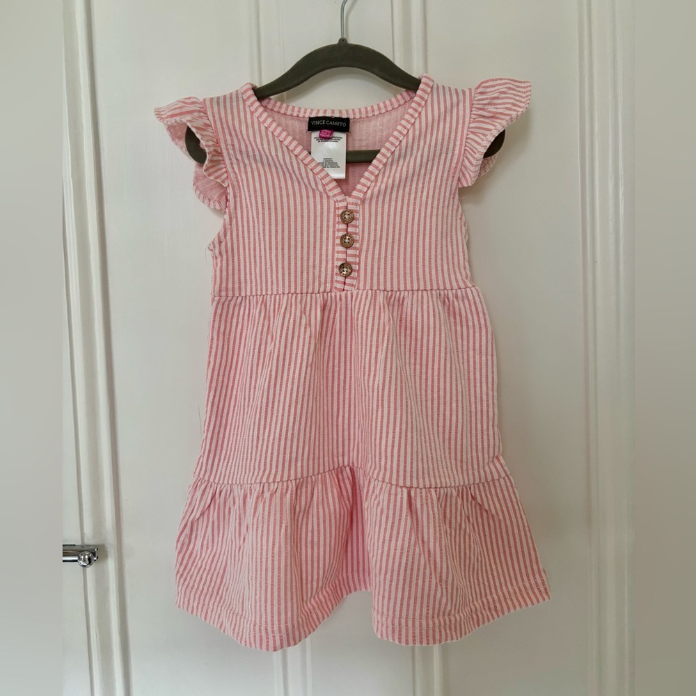 Vince Camuto Toddler Dress – Pink & White Stripe, Size 24M (New Without Tags)
